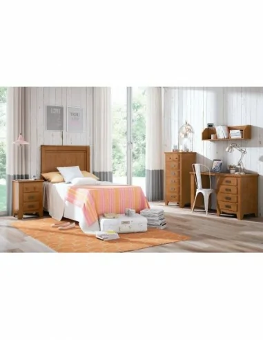 Dormitorio juvenil a medida diseño rustico colonial barnizado o lacado cama nido compacto comoda a juego armario (4)