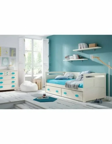 Dormitorio juvenil a medida diseño rustico colonial barnizado o lacado cama nido compacto comoda a juego armario (9)