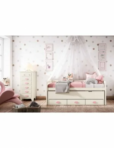 Dormitorio juvenil a medida diseño rustico colonial barnizado o lacado cama nido compacto comoda a juego armario (10)