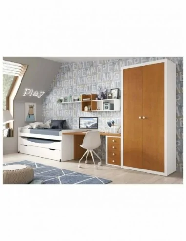 Dormitorio juvenil a medida diseño crucetas madera DM lacado o barnizado (12)