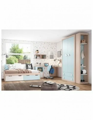 Dormitorio juvenil a medida diseño crucetas madera DM lacado o barnizado (14)