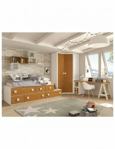 Dormitorio juvenil a medida diseño crucetas madera DM lacado o barnizado (20)