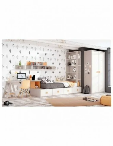 Dormitorio juvenil a medida diseño crucetas madera DM lacado o barnizado (30)