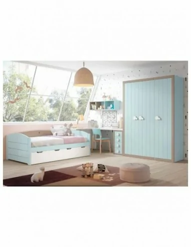 Dormitorio juvenil a medida diseño crucetas madera DM lacado o barnizado (45)