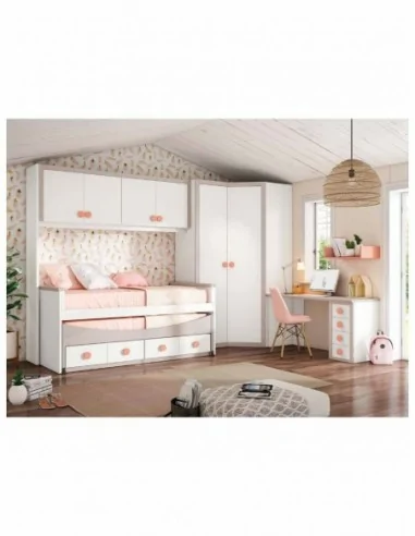 Dormitorio juvenil a medida diseño crucetas madera DM lacado o barnizado (47)