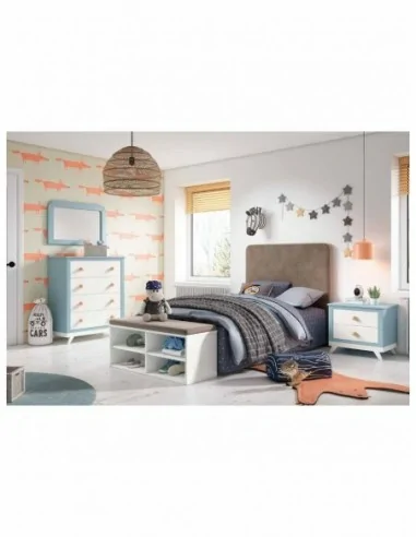 Dormitorio juvenil a medida diseño crucetas madera DM lacado o barnizado (5)