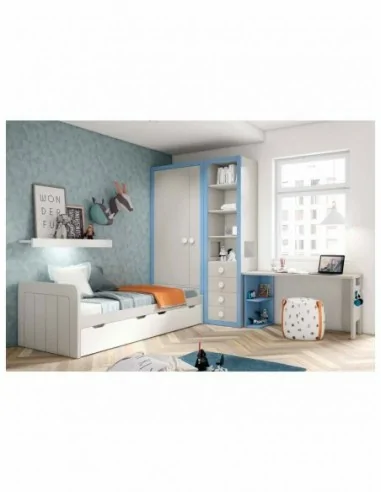 Dormitorio juvenil a medida diseño crucetas madera DM lacado o barnizado (50)