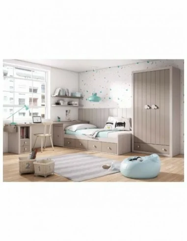 Dormitorio juvenil a medida diseño crucetas madera DM lacado o barnizado (53)