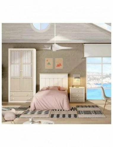 Dormitorio juvenil a medida diseño crucetas madera DM lacado o barnizado (6)