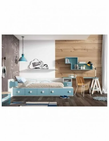 Dormitorio juvenil a medida diseño crucetas madera DM lacado o barnizado (9)