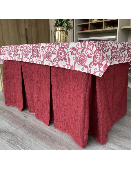 Ropa chenilla 8  pliegues Granate costura reforzada con tapete Resinado Granate