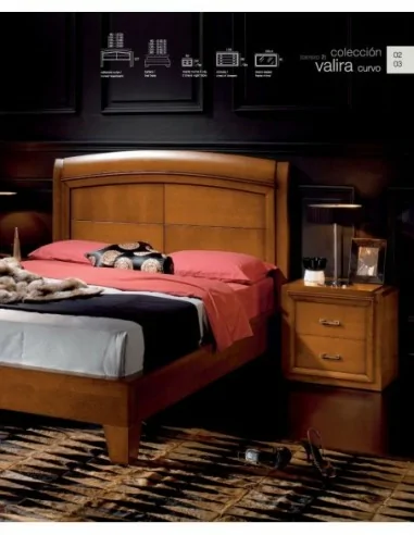 Dormitorio de matrimonio diseño clasico con cabecero en madera barnizada mesitas de noche comoda colchon somier (7)