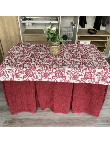 Ropa chenilla 8  pliegues Granate...