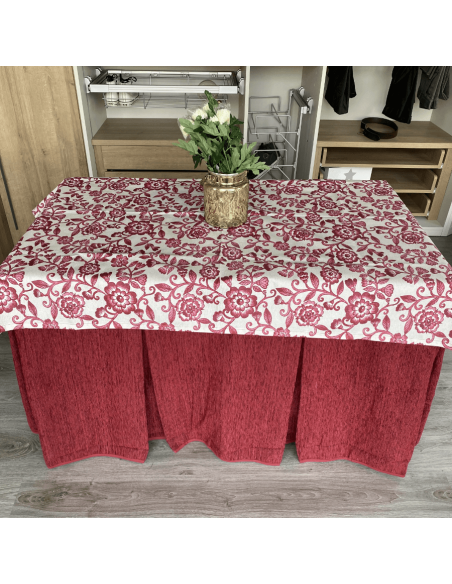 Ropa chenilla 8  pliegues Granate costura reforzada con tapete Resinado Granate