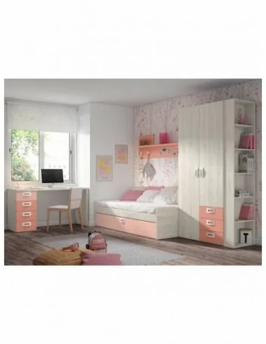 Conjunto de dormitorio juvenil a medida completo con diferentes colores y accesorio (74)