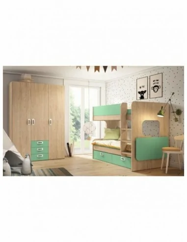 Conjunto de dormitorio juvenil a medida completo con diferentes colores y accesorio (78)