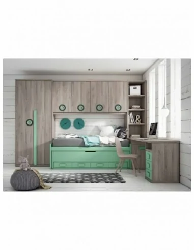 Conjunto de dormitorio juvenil a medida completo con diferentes colores y accesorio (82)