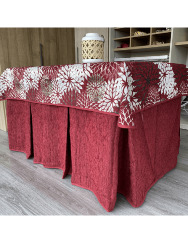 Ropa chenilla 8  pliegues Granate...