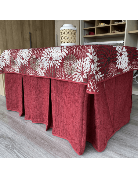 Ropa chenilla 8  pliegues Granate costura reforzada con tapete Eco Granate