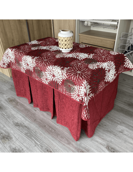 Ropa chenilla 8  pliegues Granate costura reforzada con tapete Eco Granate