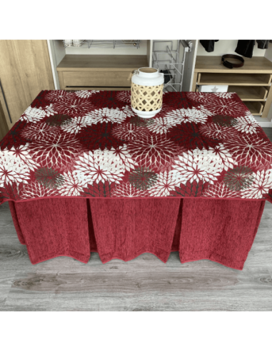 Ropa chenilla 8  pliegues Granate...