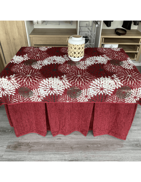 Ropa chenilla 8  pliegues Granate costura reforzada con tapete Eco Granate