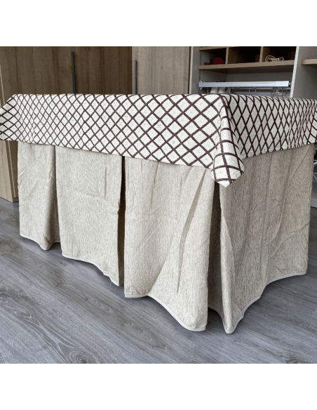 Ropa chenilla 8  pliegues Beige costura reforzada con tapete Libano Choco