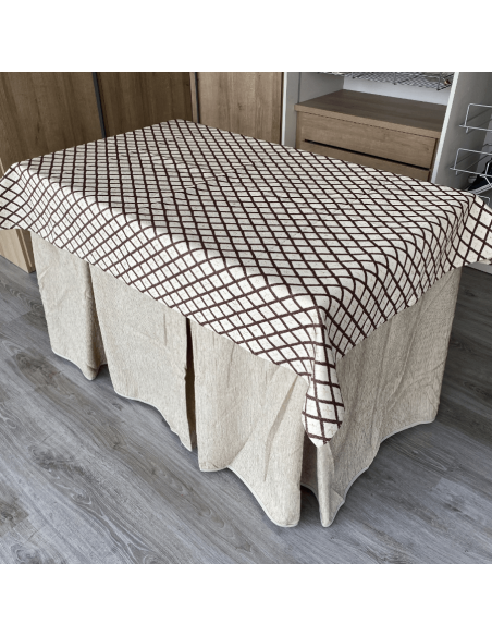 Ropa chenilla 8  pliegues Beige costura reforzada con tapete Libano Choco