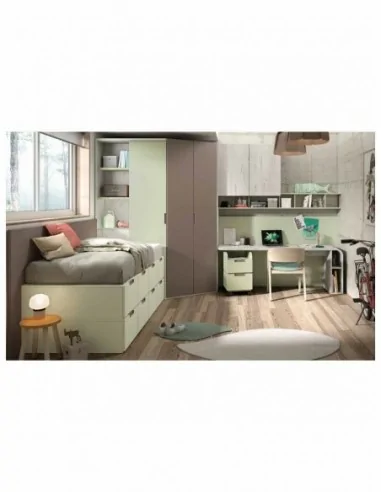 Dormitorio juvenil  moderno colores y medidas a elegir  cama compacta o nido escritorios y armarios (13)