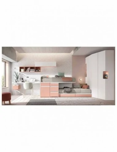 Dormitorio juvenil  moderno colores y medidas a elegir  cama compacta o nido escritorios y armarios (14)