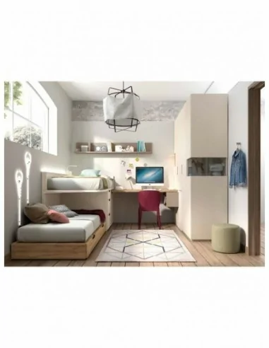 Dormitorio juvenil  moderno colores y medidas a elegir  cama compacta o nido escritorios y armarios (15)
