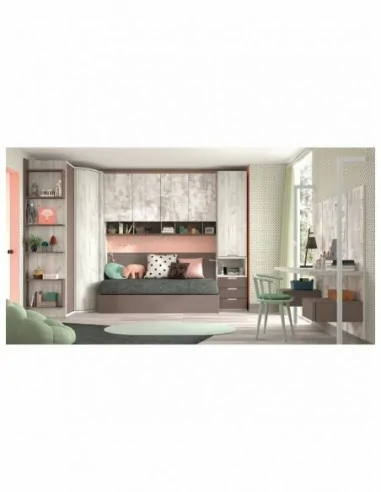 Dormitorio juvenil  moderno colores y medidas a elegir  cama compacta o nido escritorios y armarios (21)