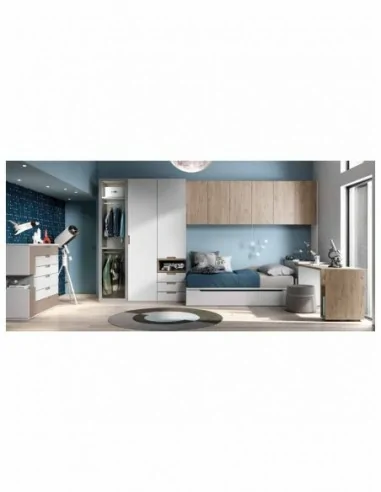 Dormitorio juvenil  moderno colores y medidas a elegir  cama compacta o nido escritorios y armarios (23)