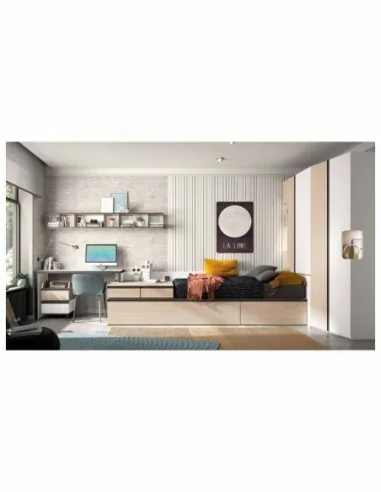 Dormitorio juvenil  moderno colores y medidas a elegir  cama compacta o nido escritorios y armarios (28)