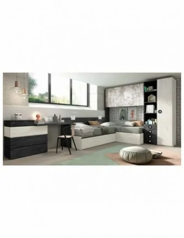 Dormitorio juvenil  moderno colores y medidas a elegir  cama compacta o nido escritorios y armarios (31)