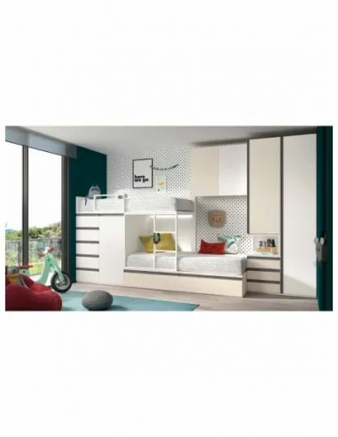 Dormitorio juvenil  moderno colores y medidas a elegir  cama compacta o nido escritorios y armarios (32)