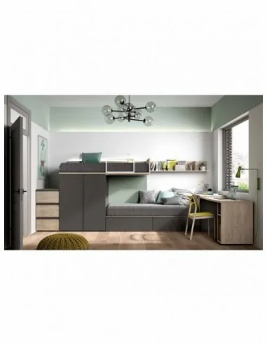Dormitorio juvenil  moderno colores y medidas a elegir  cama compacta o nido escritorios y armarios (33)