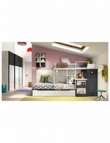 Dormitorio juvenil  moderno colores y medidas a elegir  cama compacta o nido escritorios y armarios (36)