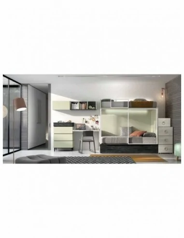 Dormitorio juvenil  moderno colores y medidas a elegir  cama compacta o nido escritorios y armarios (38)