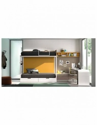 Dormitorio juvenil  moderno colores y medidas a elegir  cama compacta o nido escritorios y armarios (39)