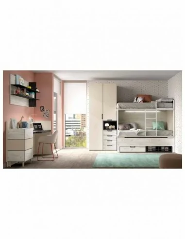 Dormitorio juvenil  moderno colores y medidas a elegir  cama compacta o nido escritorios y armarios (40)