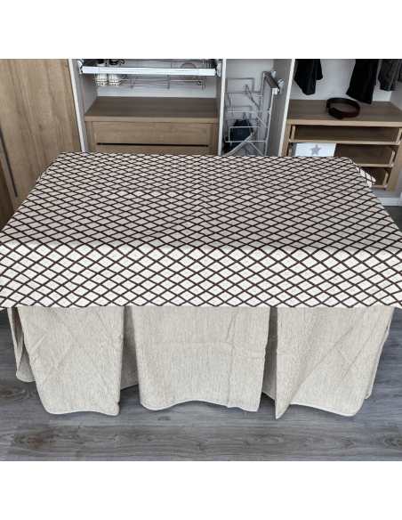 Ropa chenilla 8  pliegues Beige costura reforzada con tapete Libano Choco