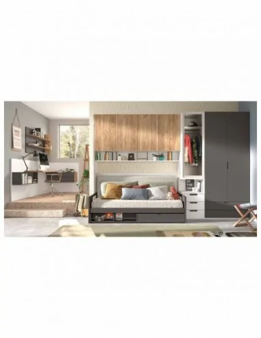 Dormitorio juvenil  moderno colores y medidas a elegir  cama compacta o nido escritorios y armarios (45)