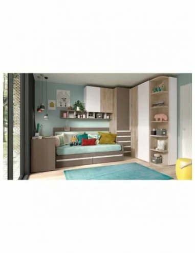 Dormitorio juvenil  moderno colores y medidas a elegir  cama compacta o nido escritorios y armarios (46)