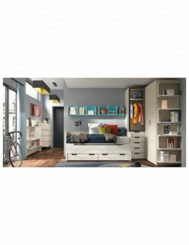 Dormitorio juvenil  moderno colores y medidas a elegir  cama compacta o nido escritorios y armarios (5)