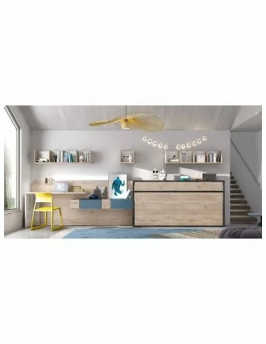 Dormitorio juvenil  moderno colores y medidas a elegir  cama compacta o nido escritorios y armarios (53)
