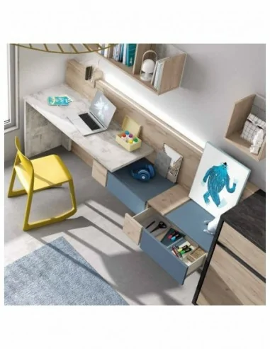 Dormitorio juvenil  moderno colores y medidas a elegir  cama compacta o nido escritorios y armarios (55)
