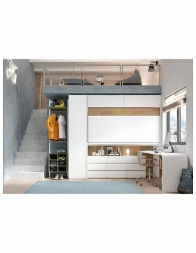 Dormitorio juvenil  moderno colores y medidas a elegir  cama compacta o nido escritorios y armarios (56)