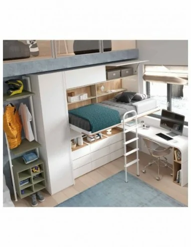 Dormitorio juvenil  moderno colores y medidas a elegir  cama compacta o nido escritorios y armarios (57)