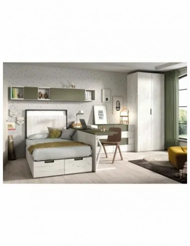 Dormitorio juvenil  moderno colores y medidas a elegir  cama compacta o nido escritorios y armarios (64)